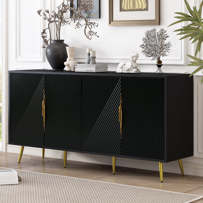 Stylish Sideboard with Wave Geometric Design, Conical Legs, Adjustable, Suitable for Study, Entryway and Living Room