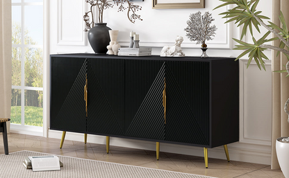 Stylish Sideboard with Wave Geometric Design, Conical Legs, Adjustable, Suitable for Study, Entryway and Living Room