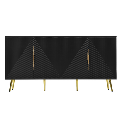 Stylish Sideboard with Wave Geometric Design, Conical Legs, Adjustable, Suitable for Study, Entryway and Living Room