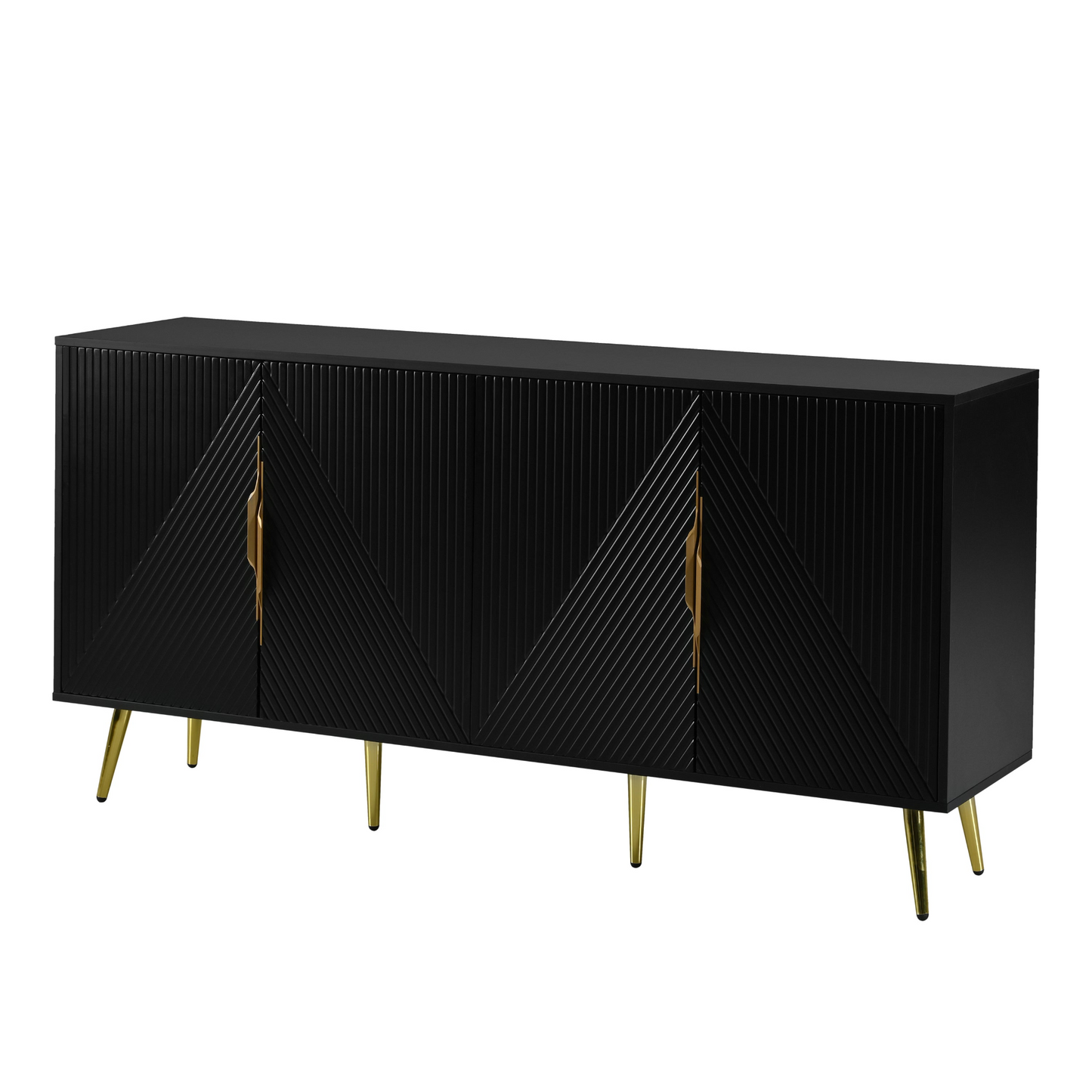 Stylish Sideboard with Wave Geometric Design, Conical Legs, Adjustable, Suitable for Study, Entryway and Living Room
