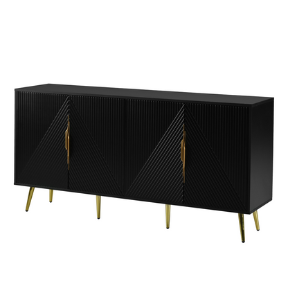 Stylish Sideboard with Wave Geometric Design, Conical Legs, Adjustable, Suitable for Study, Entryway and Living Room