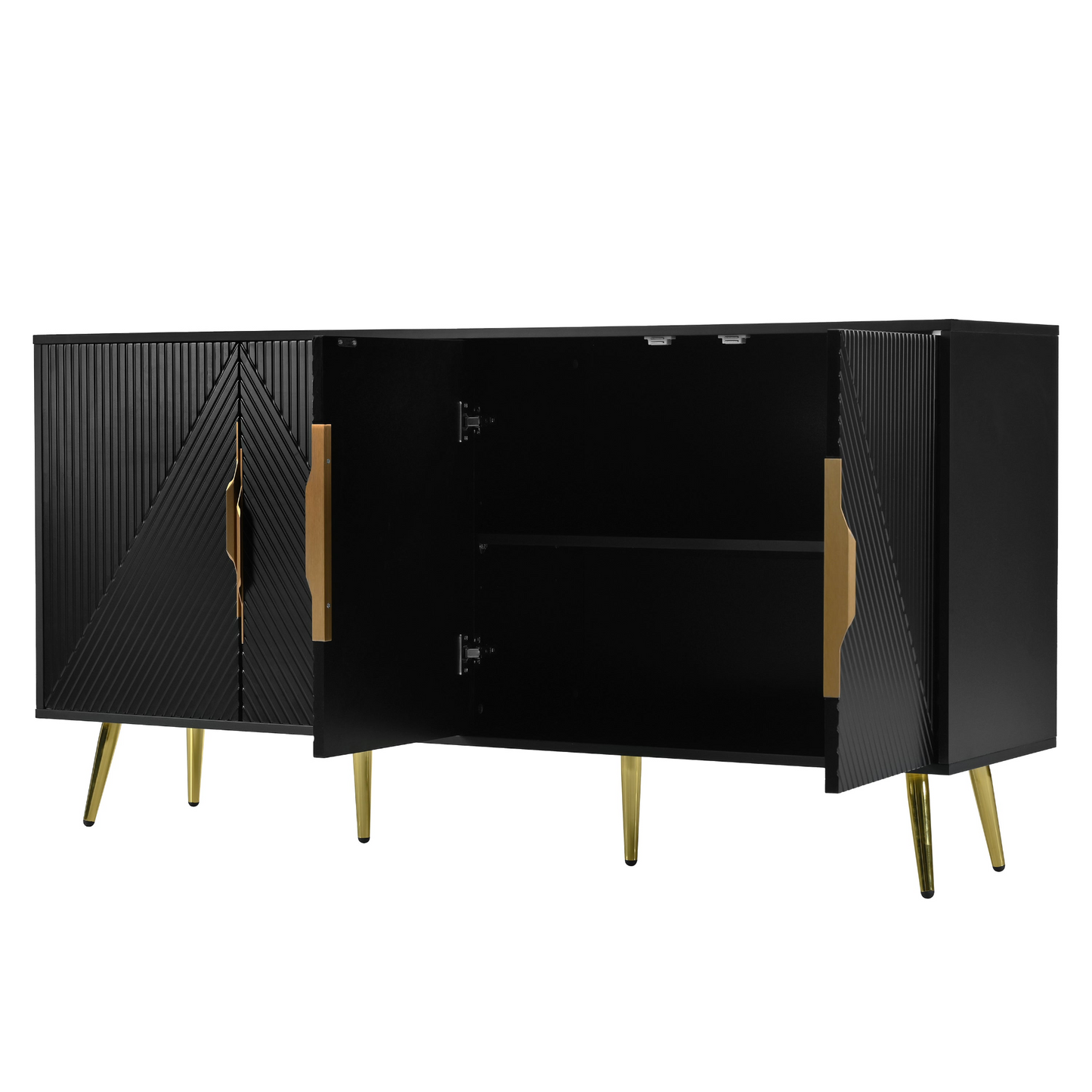 Stylish Sideboard with Wave Geometric Design, Conical Legs, Adjustable, Suitable for Study, Entryway and Living Room
