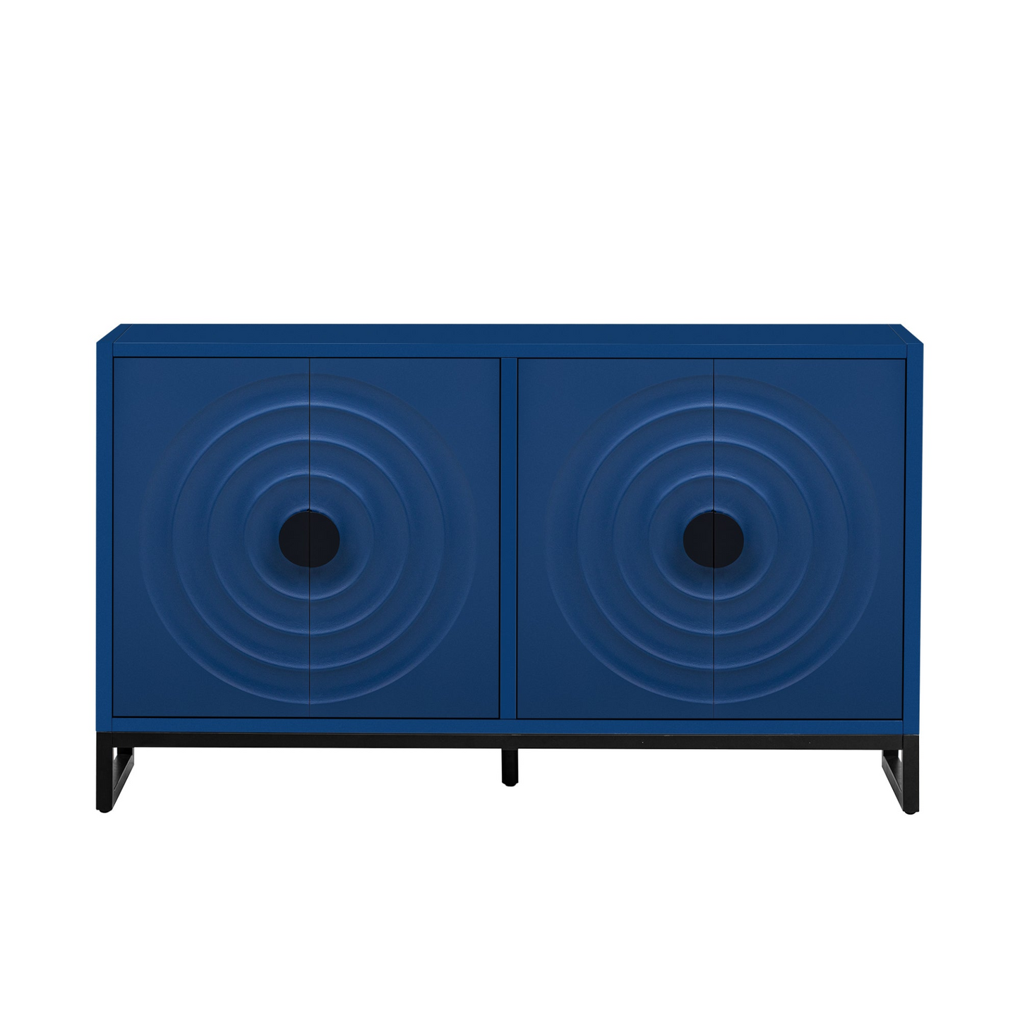 Storage Cabinet Sideboard Wooden Cabinet with Stunning Water Wave Door Design, Rubberwood Veneer and Adjustable Shelves,Suitable for Living Rooms, Entrance and Study Rooms