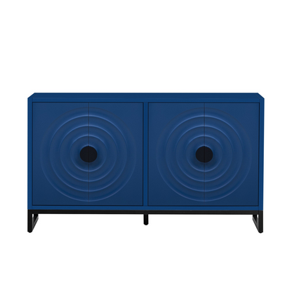 Storage Cabinet Sideboard Wooden Cabinet with Stunning Water Wave Door Design, Rubberwood Veneer and Adjustable Shelves,Suitable for Living Rooms, Entrance and Study Rooms