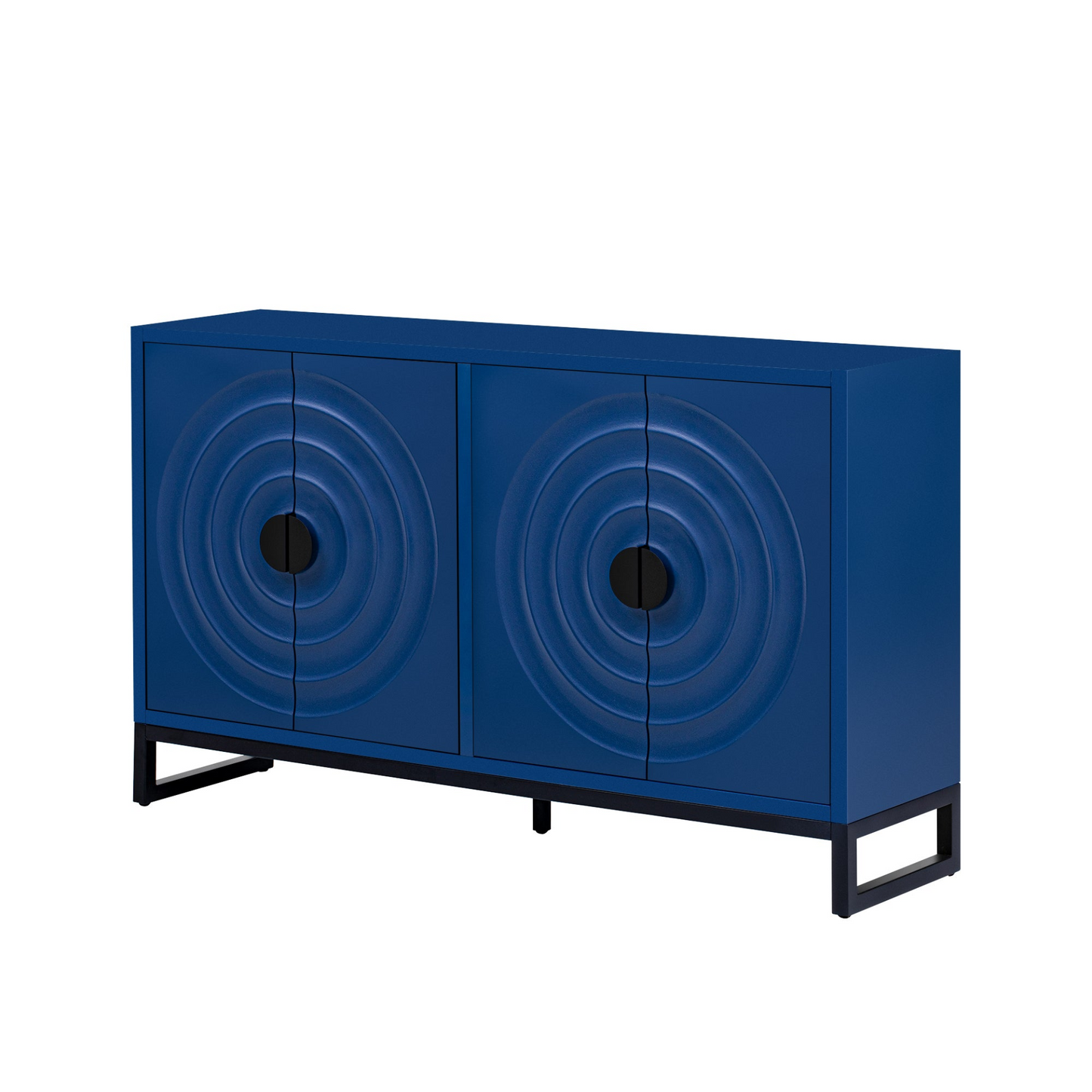 Storage Cabinet Sideboard Wooden Cabinet with Stunning Water Wave Door Design, Rubberwood Veneer and Adjustable Shelves,Suitable for Living Rooms, Entrance and Study Rooms