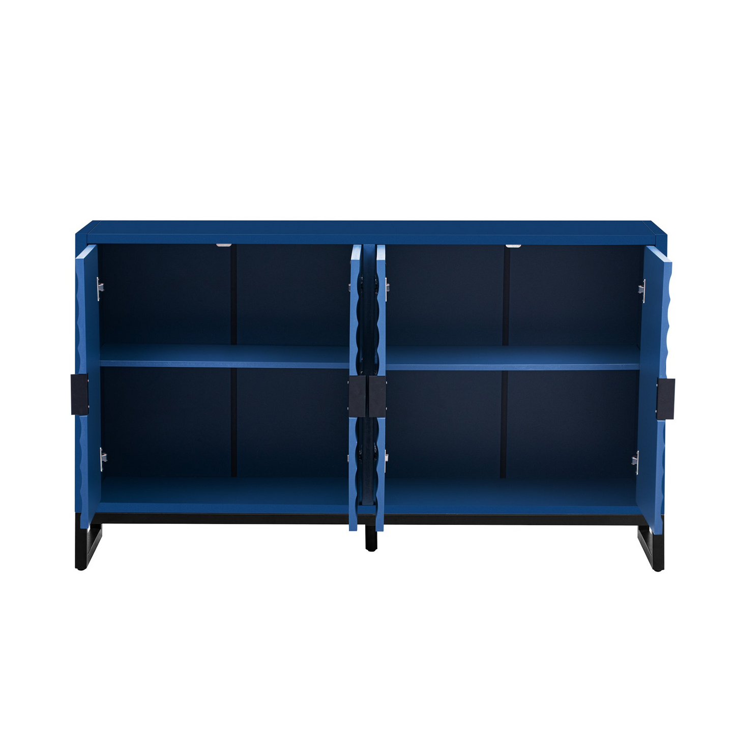 Storage Cabinet Sideboard Wooden Cabinet with Stunning Water Wave Door Design, Rubberwood Veneer and Adjustable Shelves,Suitable for Living Rooms, Entrance and Study Rooms