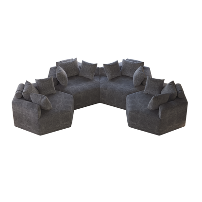 54''L Chenille Sponge single sofa,No Assembly Required,Fluffy Modern Sleeper Chair for Living room, Bedroom, Lounge and Projection Room