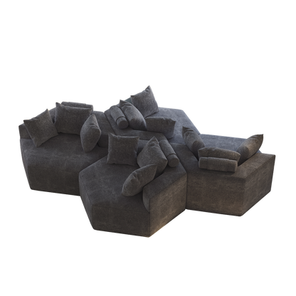 54''L Chenille Sponge single sofa,No Assembly Required,Fluffy Modern Sleeper Chair for Living room, Bedroom, Lounge and Projection Room
