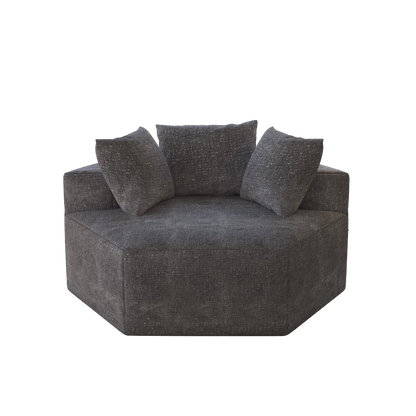 54''L Chenille Sponge single sofa,No Assembly Required,Fluffy Modern Sleeper Chair for Living room, Bedroom, Lounge and Projection Room