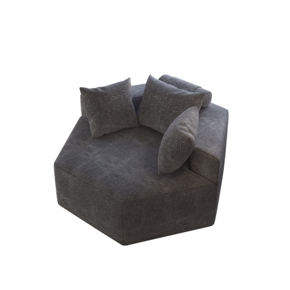 54''L Chenille Sponge single sofa,No Assembly Required,Fluffy Modern Sleeper Chair for Living room, Bedroom, Lounge and Projection Room