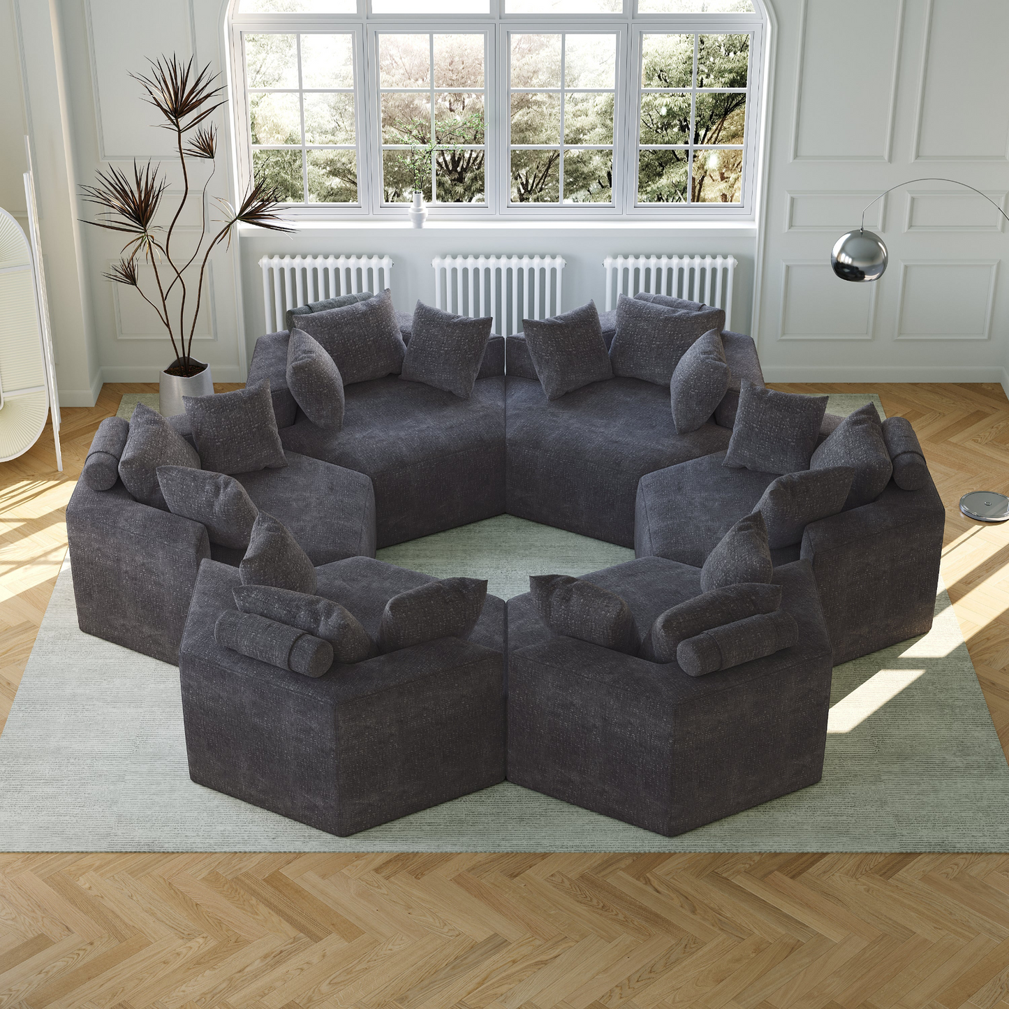 54''L Chenille Sponge single sofa,No Assembly Required,Fluffy Modern Sleeper Chair for Living room, Bedroom, Lounge and Projection Room
