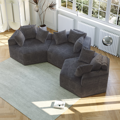 54''L Chenille Sponge single sofa,No Assembly Required,Fluffy Modern Sleeper Chair for Living room, Bedroom, Lounge and Projection Room