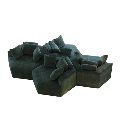 54''L Chenille Sponge single sofa,No Assembly Required,Fluffy Modern Sleeper Chair for Living room, Bedroom, Lounge and Projection Room