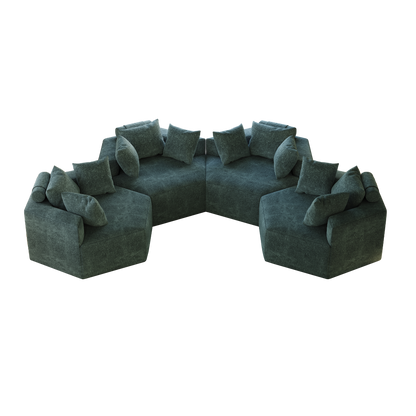 54''L Chenille Sponge single sofa,No Assembly Required,Fluffy Modern Sleeper Chair for Living room, Bedroom, Lounge and Projection Room