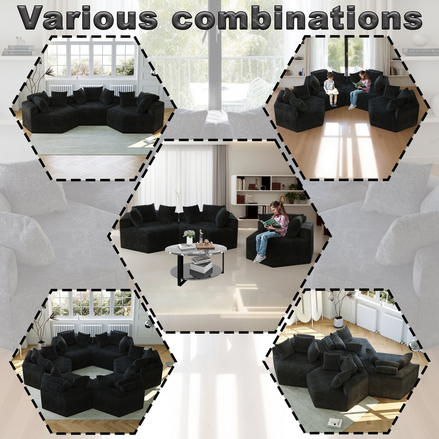 54''L Chenille Sponge single sofa,No Assembly Required,Fluffy Modern Sleeper Chair for Living room, Bedroom, Lounge and Projection Room