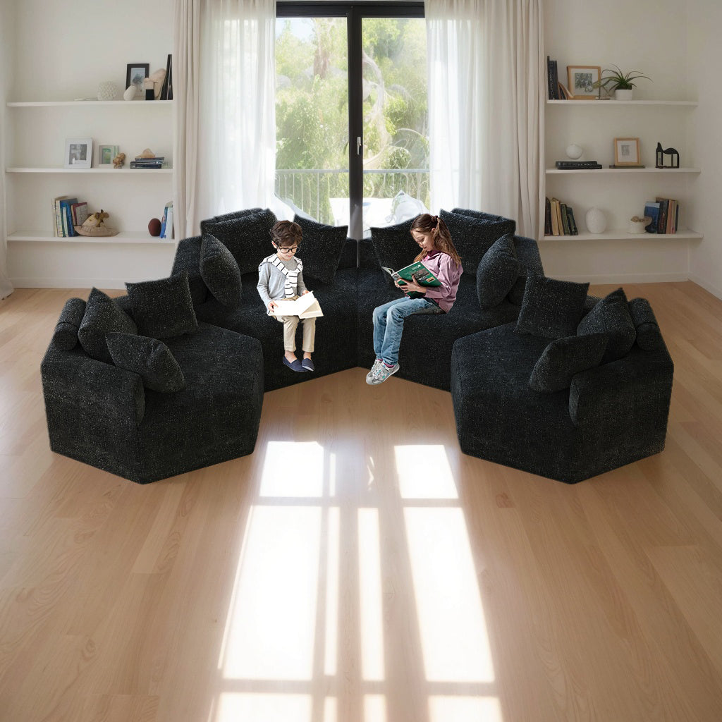 54''L Chenille Sponge single sofa,No Assembly Required,Fluffy Modern Sleeper Chair for Living room, Bedroom, Lounge and Projection Room