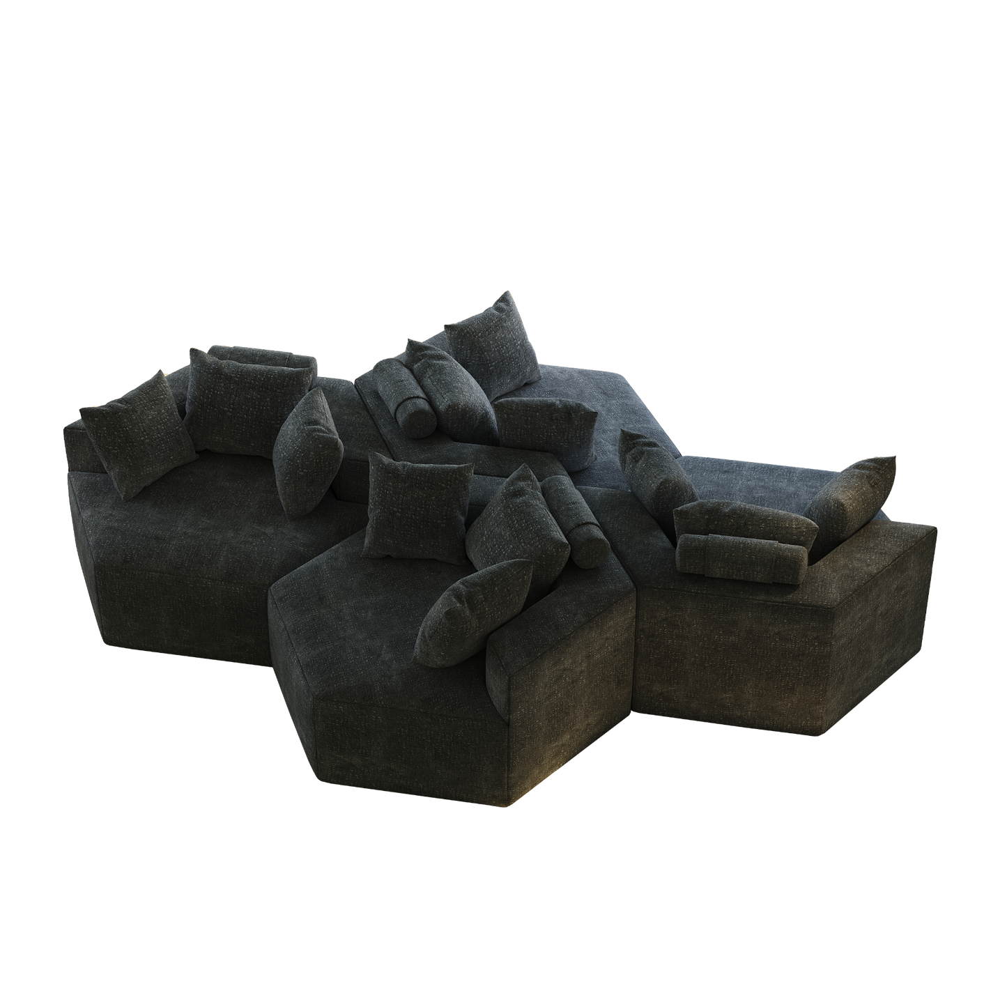 54''L Chenille Sponge single sofa,No Assembly Required,Fluffy Modern Sleeper Chair for Living room, Bedroom, Lounge and Projection Room