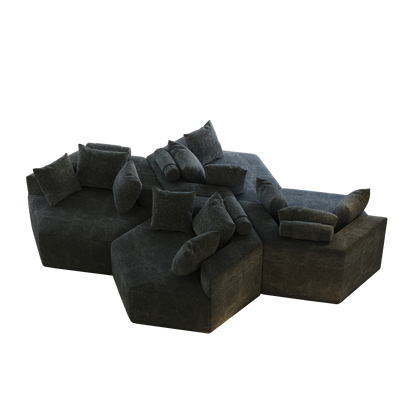 54''L Chenille Sponge single sofa,No Assembly Required,Fluffy Modern Sleeper Chair for Living room, Bedroom, Lounge and Projection Room