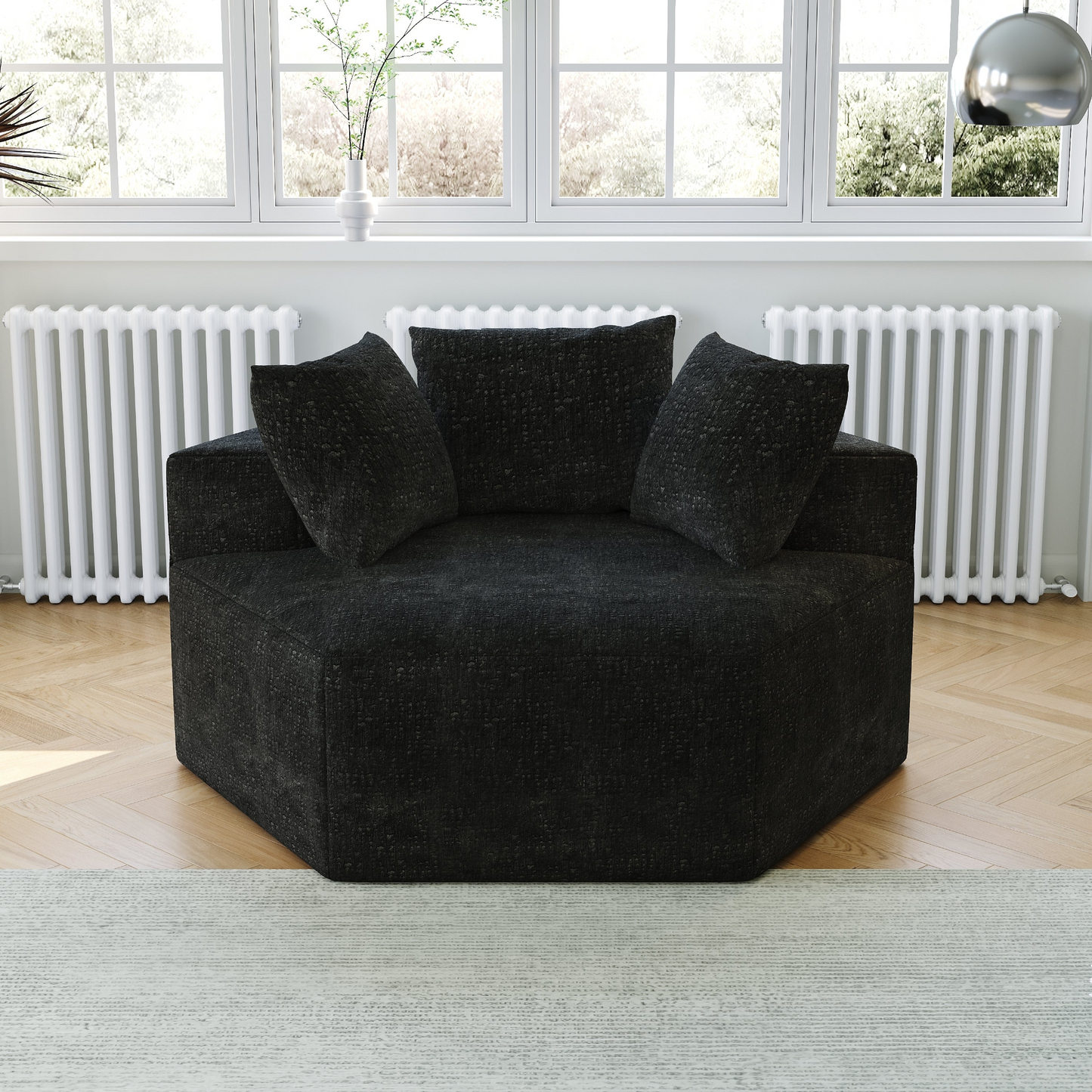 54''L Chenille Sponge single sofa,No Assembly Required,Fluffy Modern Sleeper Chair for Living room, Bedroom, Lounge and Projection Room