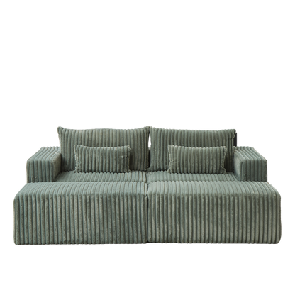87" Oversized Sectional Lounge Chaise,No Assembly Required,Cloud Plush Loveseat with two Removable Footstool,Fluffy Modern Sleeper Chair for Indoor Living Room Bedroom