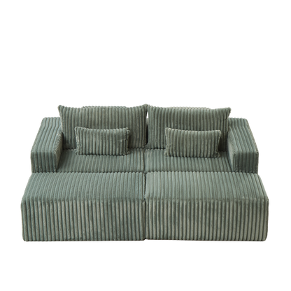 87" Oversized Sectional Lounge Chaise,No Assembly Required,Cloud Plush Loveseat with two Removable Footstool,Fluffy Modern Sleeper Chair for Indoor Living Room Bedroom