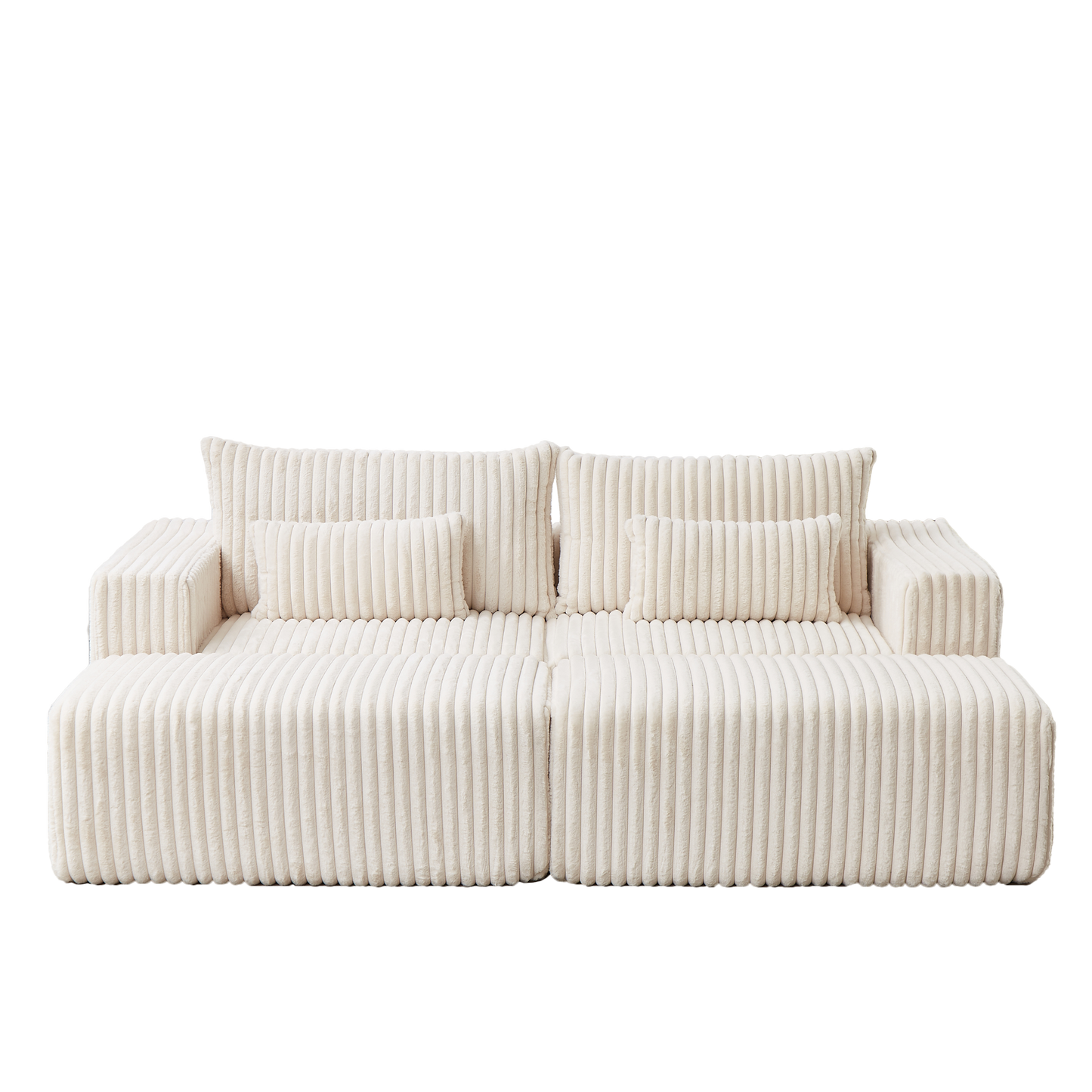 87" Oversized Sectional Lounge Chaise,No Assembly Required,Cloud Plush Loveseat with two Removable Footstool,Fluffy Modern Sleeper Chair for Indoor Living Room Bedroom