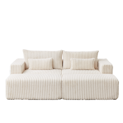 87" Oversized Sectional Lounge Chaise,No Assembly Required,Cloud Plush Loveseat with two Removable Footstool,Fluffy Modern Sleeper Chair for Indoor Living Room Bedroom