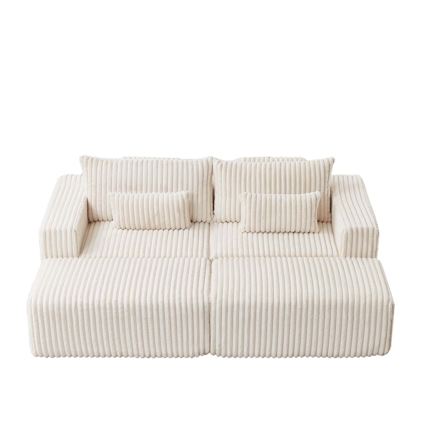 87" Oversized Sectional Lounge Chaise,No Assembly Required,Cloud Plush Loveseat with two Removable Footstool,Fluffy Modern Sleeper Chair for Indoor Living Room Bedroom