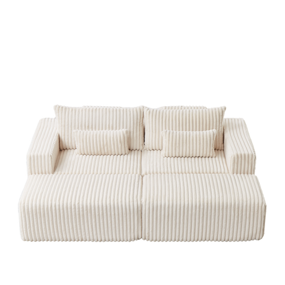 87" Oversized Sectional Lounge Chaise,No Assembly Required,Cloud Plush Loveseat with two Removable Footstool,Fluffy Modern Sleeper Chair for Indoor Living Room Bedroom