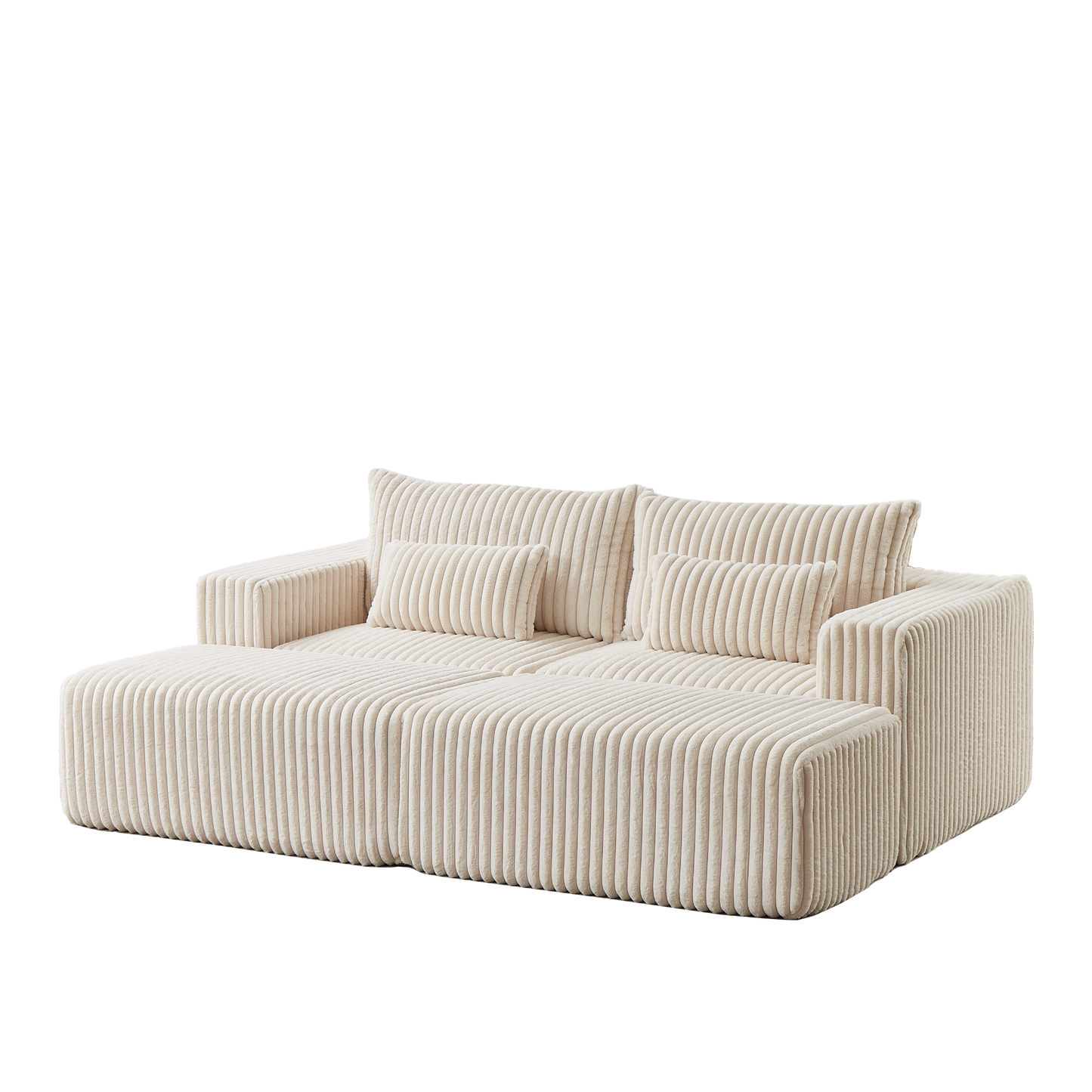 87" Oversized Sectional Lounge Chaise,No Assembly Required,Cloud Plush Loveseat with two Removable Footstool,Fluffy Modern Sleeper Chair for Indoor Living Room Bedroom