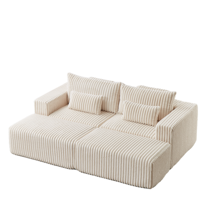 87" Oversized Sectional Lounge Chaise,No Assembly Required,Cloud Plush Loveseat with two Removable Footstool,Fluffy Modern Sleeper Chair for Indoor Living Room Bedroom
