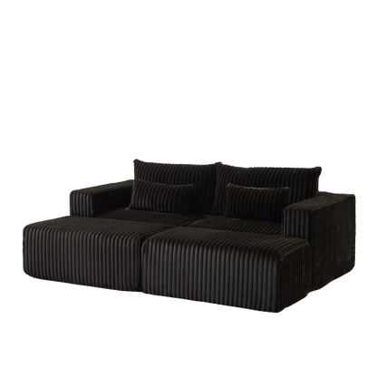 87" Oversized Sectional Lounge Chaise,No Assembly Required,Cloud Plush Loveseat with two Removable Footstool,Fluffy Modern Sleeper Chair for Indoor Living Room Bedroom