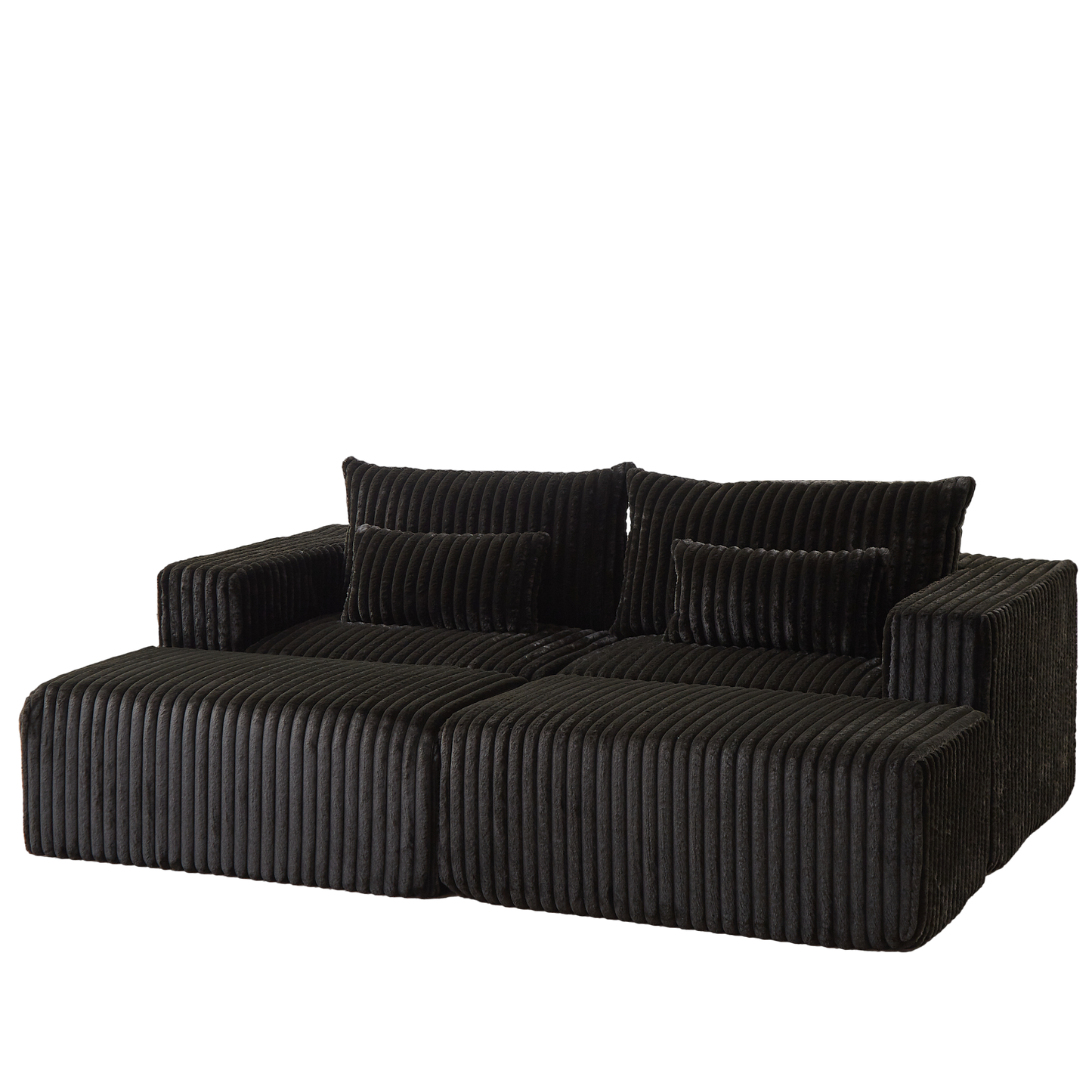 87" Oversized Sectional Lounge Chaise,No Assembly Required,Cloud Plush Loveseat with two Removable Footstool,Fluffy Modern Sleeper Chair for Indoor Living Room Bedroom