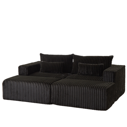 87" Oversized Sectional Lounge Chaise,No Assembly Required,Cloud Plush Loveseat with two Removable Footstool,Fluffy Modern Sleeper Chair for Indoor Living Room Bedroom