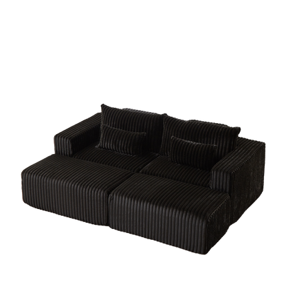 87" Oversized Sectional Lounge Chaise,No Assembly Required,Cloud Plush Loveseat with two Removable Footstool,Fluffy Modern Sleeper Chair for Indoor Living Room Bedroom