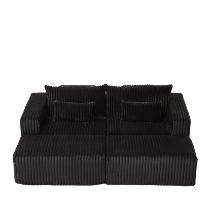 87" Oversized Sectional Lounge Chaise,No Assembly Required,Cloud Plush Loveseat with two Removable Footstool,Fluffy Modern Sleeper Chair for Indoor Living Room Bedroom