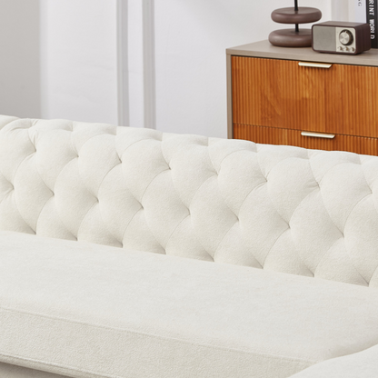 126-inch Modern Style Chenille Three Piece Sofa, Pull Point Design U-shaped Sofa two Chaise Longue Seats, two Pillows and Plastic Feet, Suitable for Living room, Bedroom, Lounge and Projection Room