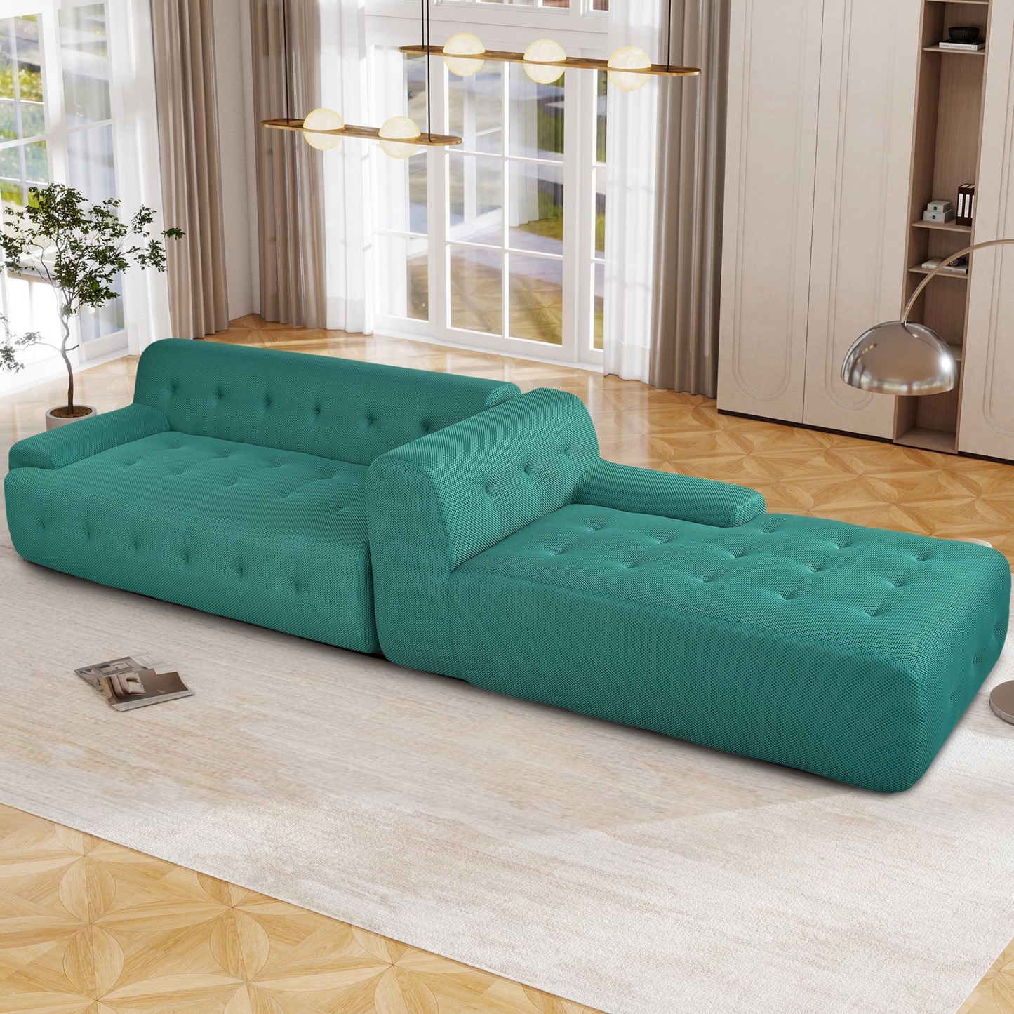Modern Large L-Shaped Modular Sofa, Minimalist Style, 2-Piece Set with Free Combinations, Suitable for Living Rooms, Apartments, and Lounges
