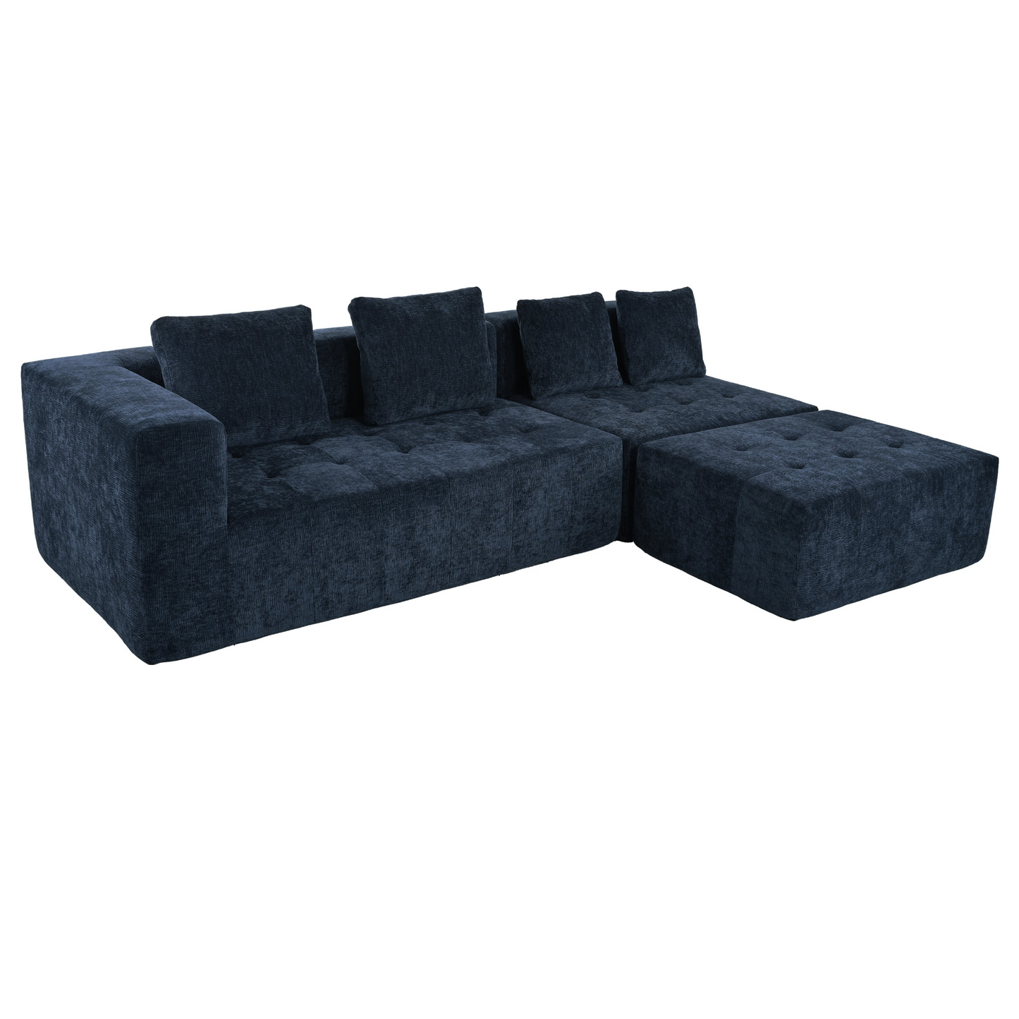 Modern Large Removable Modular Sofa, 3-Piece Set with Free Combination, Includes 4 Cushions, Ideal for Living Room, Bedroom, Apartment