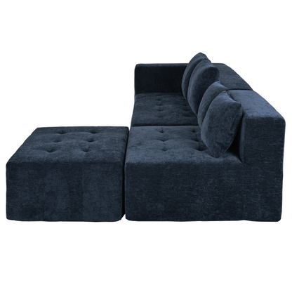 Modern Large Removable Modular Sofa, 3-Piece Set with Free Combination, Includes 4 Cushions, Ideal for Living Room, Bedroom, Apartment