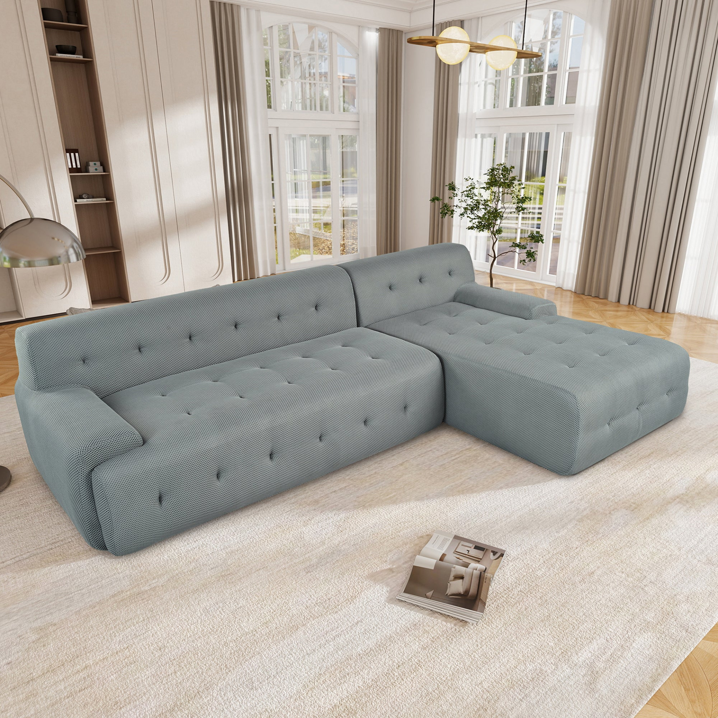 Modern Large L-Shaped Modular Sofa, Minimalist Style, 2-Piece Set with Free Combinations, Suitable for Living Rooms, Apartments, and Lounges