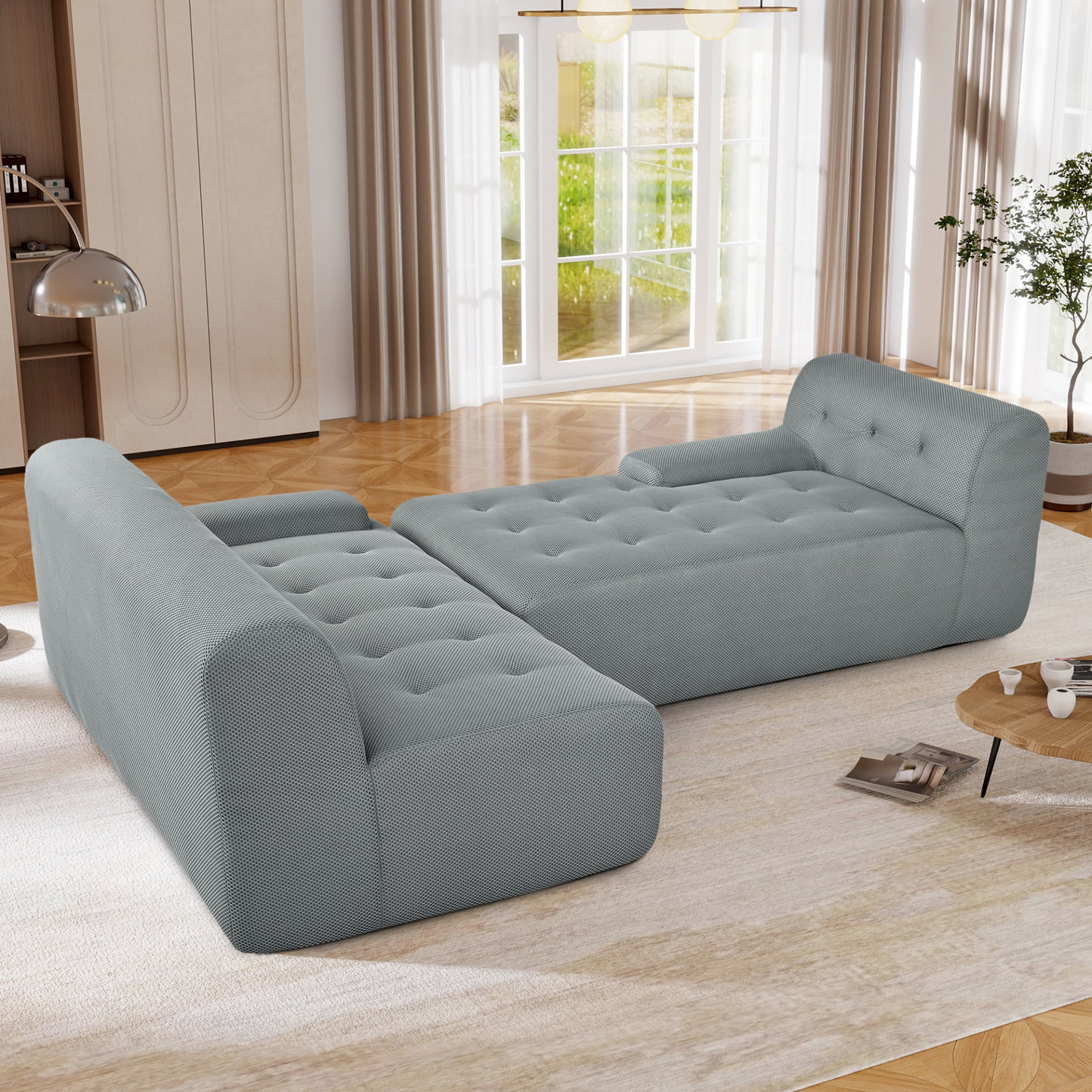Modern Large L-Shaped Modular Sofa, Minimalist Style, 2-Piece Set with Free Combinations, Suitable for Living Rooms, Apartments, and Lounges