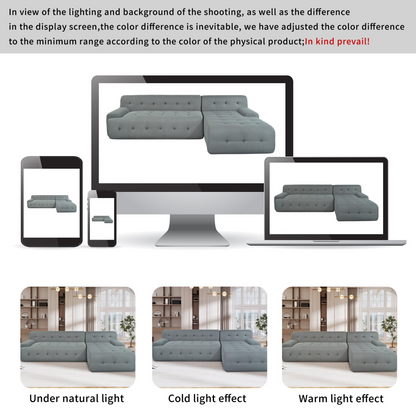 Modern Large L-Shaped Modular Sofa, Minimalist Style, 2-Piece Set with Free Combinations, Suitable for Living Rooms, Apartments, and Lounges