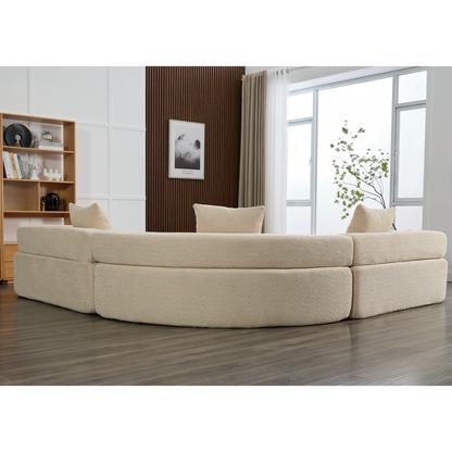 Oversized Combination Sofa,Curved Sofa,Upholstered 4 Seater Couch for Living Room,  Modern Modular 3 Piece Free Combination, Semicircular Modular  Sofa ,  Boucle, Khaki