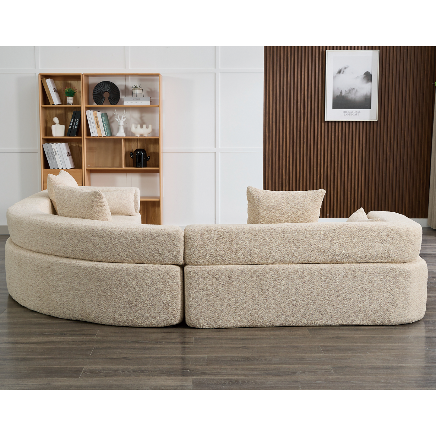 Oversized Combination Sofa,Curved Sofa,Upholstered 4 Seater Couch for Living Room,  Modern Modular 3 Piece Free Combination, Semicircular Modular  Sofa ,  Boucle, Khaki