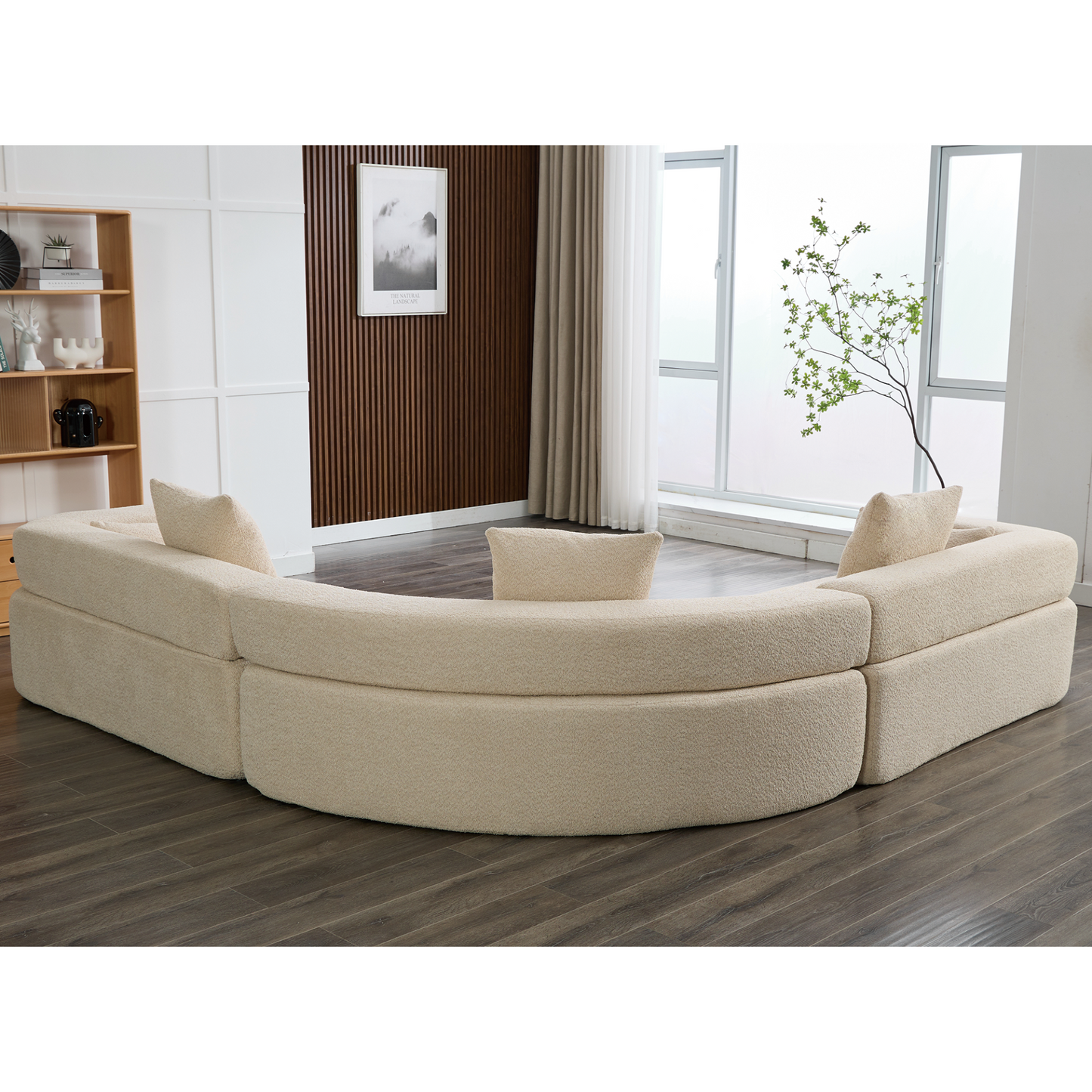 Oversized Combination Sofa,Curved Sofa,Upholstered 4 Seater Couch for Living Room,  Modern Modular 3 Piece Free Combination, Semicircular Modular  Sofa ,  Boucle, Khaki