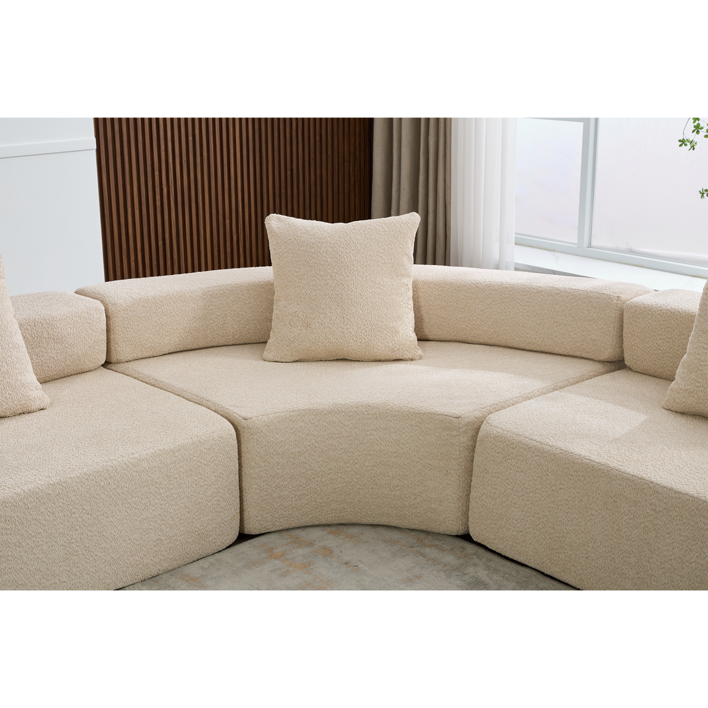 Oversized Combination Sofa,Curved Sofa,Upholstered 4 Seater Couch for Living Room,  Modern Modular 3 Piece Free Combination, Semicircular Modular  Sofa ,  Boucle, Khaki