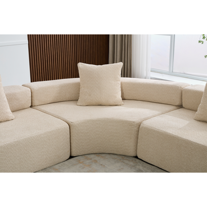 Oversized Combination Sofa,Curved Sofa,Upholstered 4 Seater Couch for Living Room,  Modern Modular 3 Piece Free Combination, Semicircular Modular  Sofa ,  Boucle, Khaki