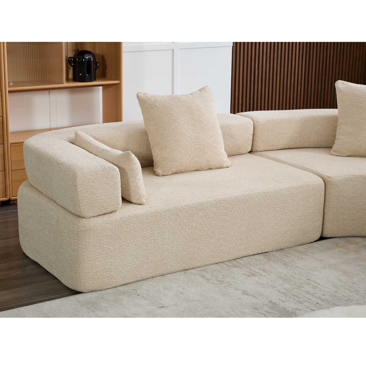 Oversized Combination Sofa,Curved Sofa,Upholstered 4 Seater Couch for Living Room,  Modern Modular 3 Piece Free Combination, Semicircular Modular  Sofa ,  Boucle, Khaki