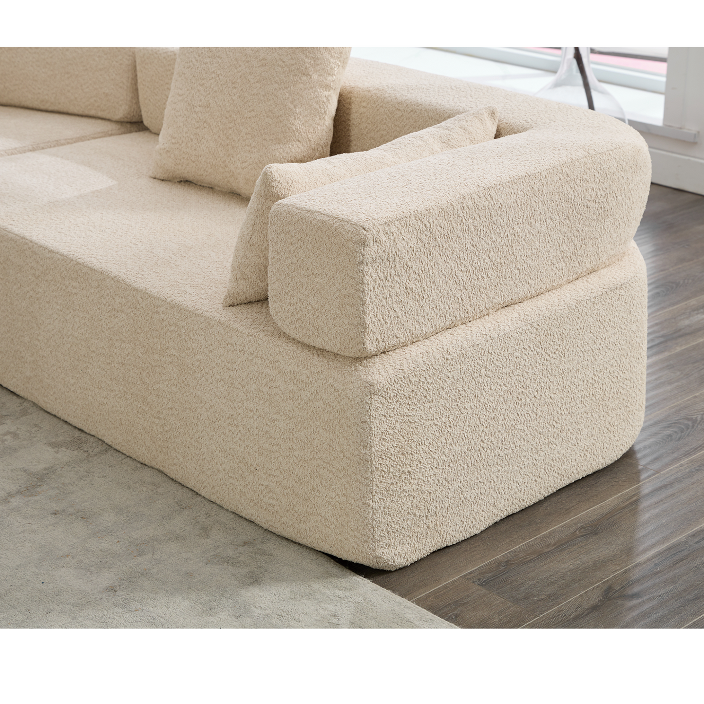 Oversized Combination Sofa,Curved Sofa,Upholstered 4 Seater Couch for Living Room,  Modern Modular 3 Piece Free Combination, Semicircular Modular  Sofa ,  Boucle, Khaki